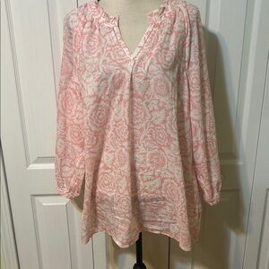 Talbots Pink and Cream Floral Top